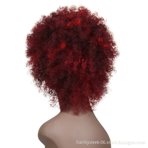 Rebecca Brazilian Remy Hair Short Wigs Afro Kinky Curly 100% Human Hair Wigs For Women Red Color Cheap Wigs Wholesale
